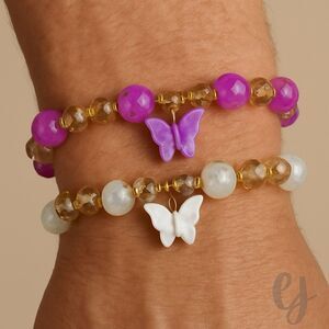 Sunset & Moonlight – Butterfly Beaded Bracelet Duo Gift Set